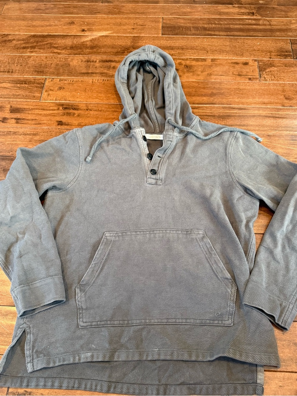 Men's Hooded Henley Pullover - Slate Blue